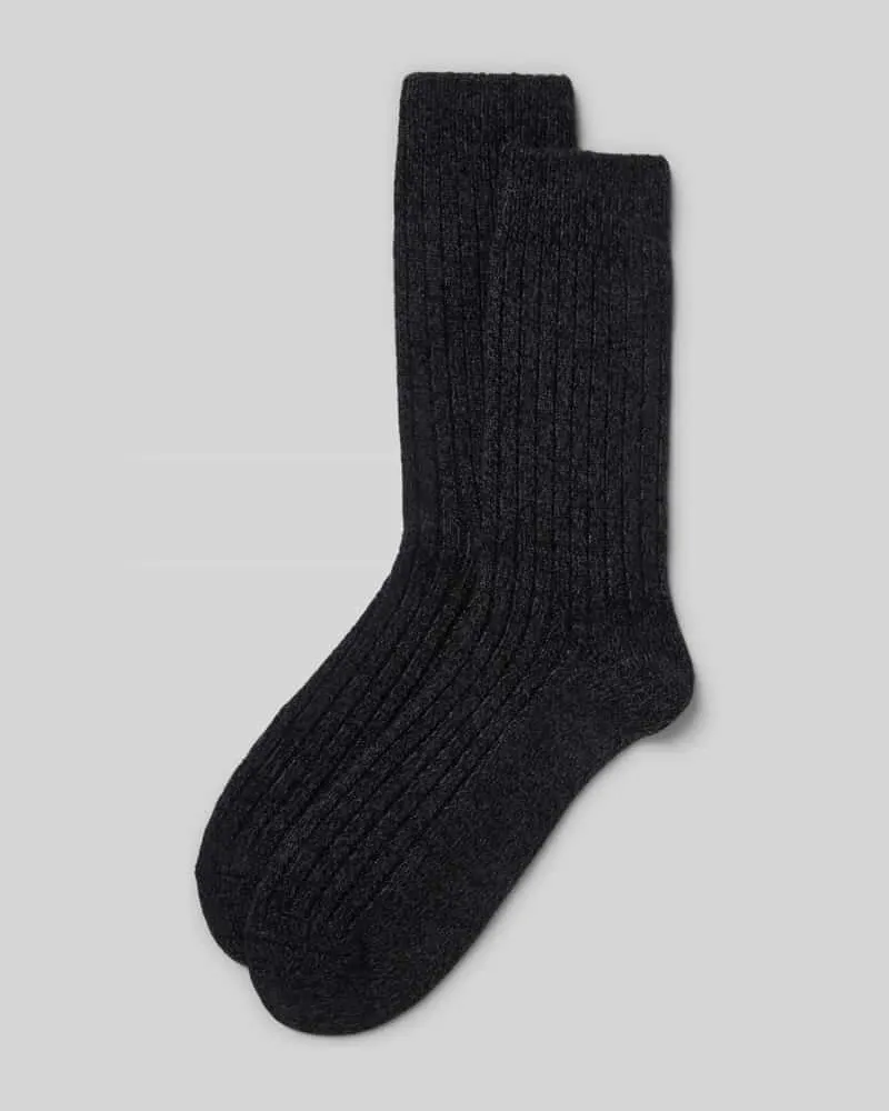 Camano Socken mit Woll-Anteil mit Rippbündchen Modell 'cosy mouline Anthrazit