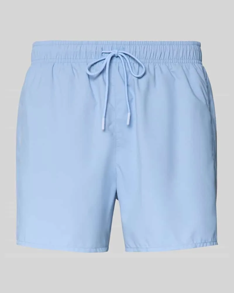 Lacoste Badeshorts mit Logo-Stitching Hellblau