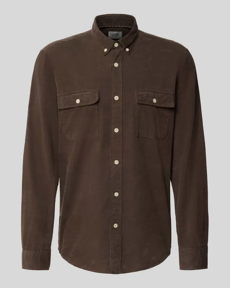 Camel Active Freizeithemd mit Knopfleiste Dunkelbraun