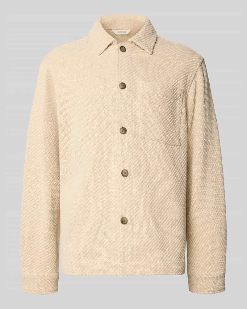 Selected Homme Regular Fit Hemdjacke aus reinem Bio-Baumwoll-Mix Modell 'REGFRED Ecru