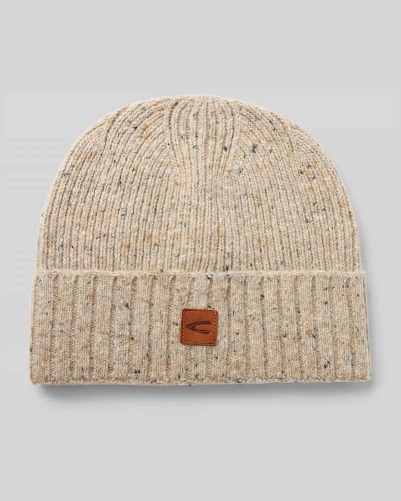 Camel Active Beanie aus Woll-Mix mit Label-Patch 