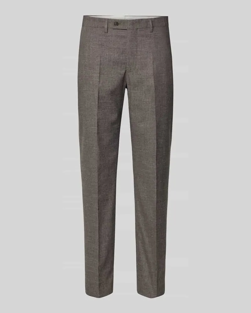 Christian Berg Slim Fit Anzughose mit Bügelfalten Dunkelbraun