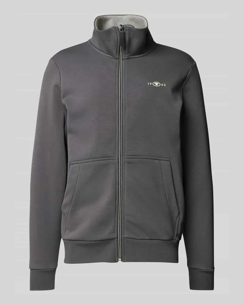 Tom Tailor Regular Fit Sweatjacke aus Baumwoll-Mix mit Stehkragen 