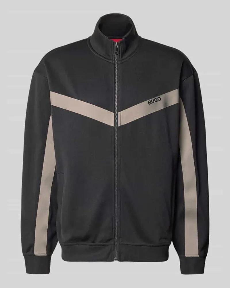 HUGO BOSS Relaxed Fit Sweatjacke mit Baumwoll-Anteil Modell 'DARTI Black