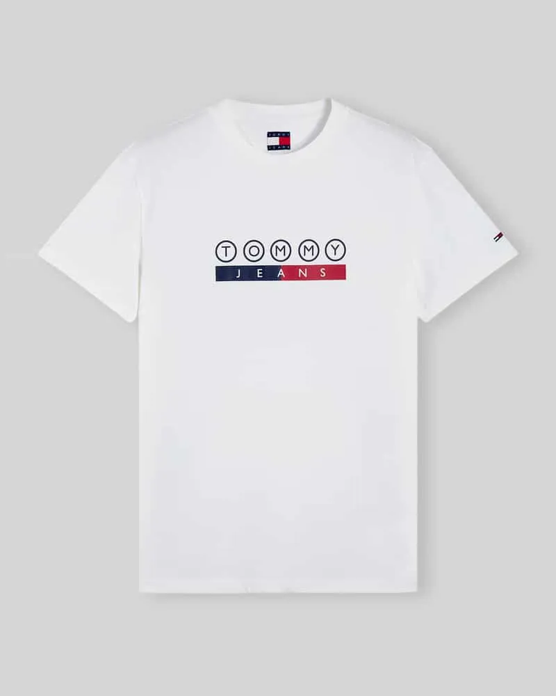 Tommy Hilfiger Regular Fit T-Shirt aus reiner Baumwolle mit Logo-Print Ecru
