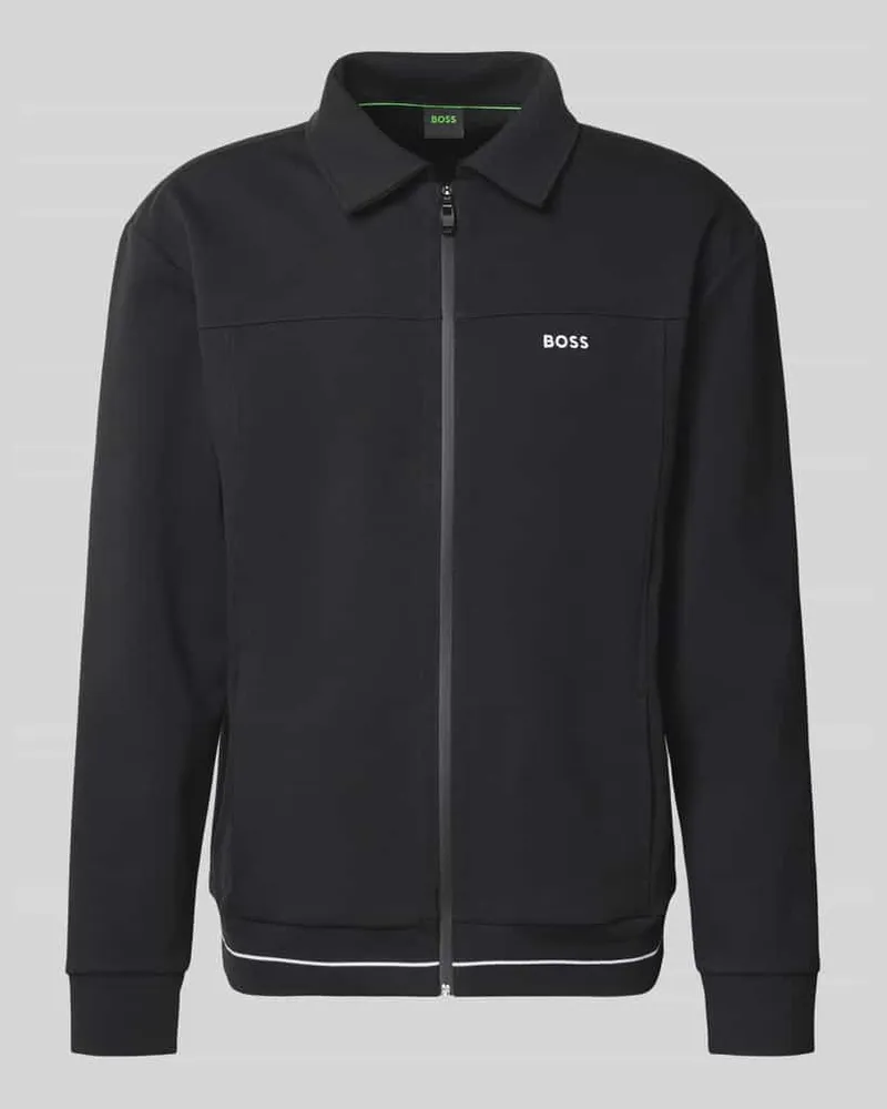 HUGO BOSS Regular Fit Sweatjacke aus Baumwoll-Mix Modell 'SW_Member Black