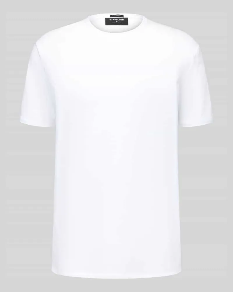 Strellson T-Shirt mit leicht abgerundetem Saum Weiss