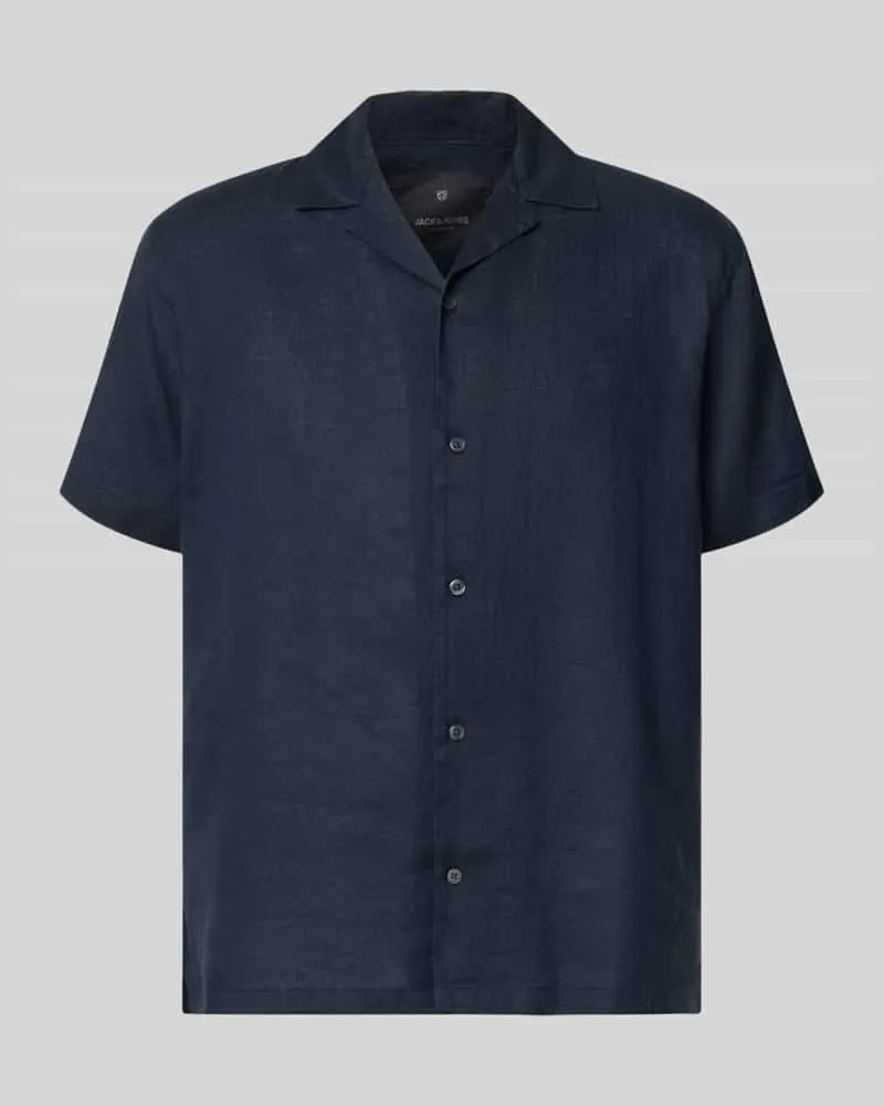 Jack & Jones Regular Fit Leinenhemd Modell 'LAWRENCE Marine
