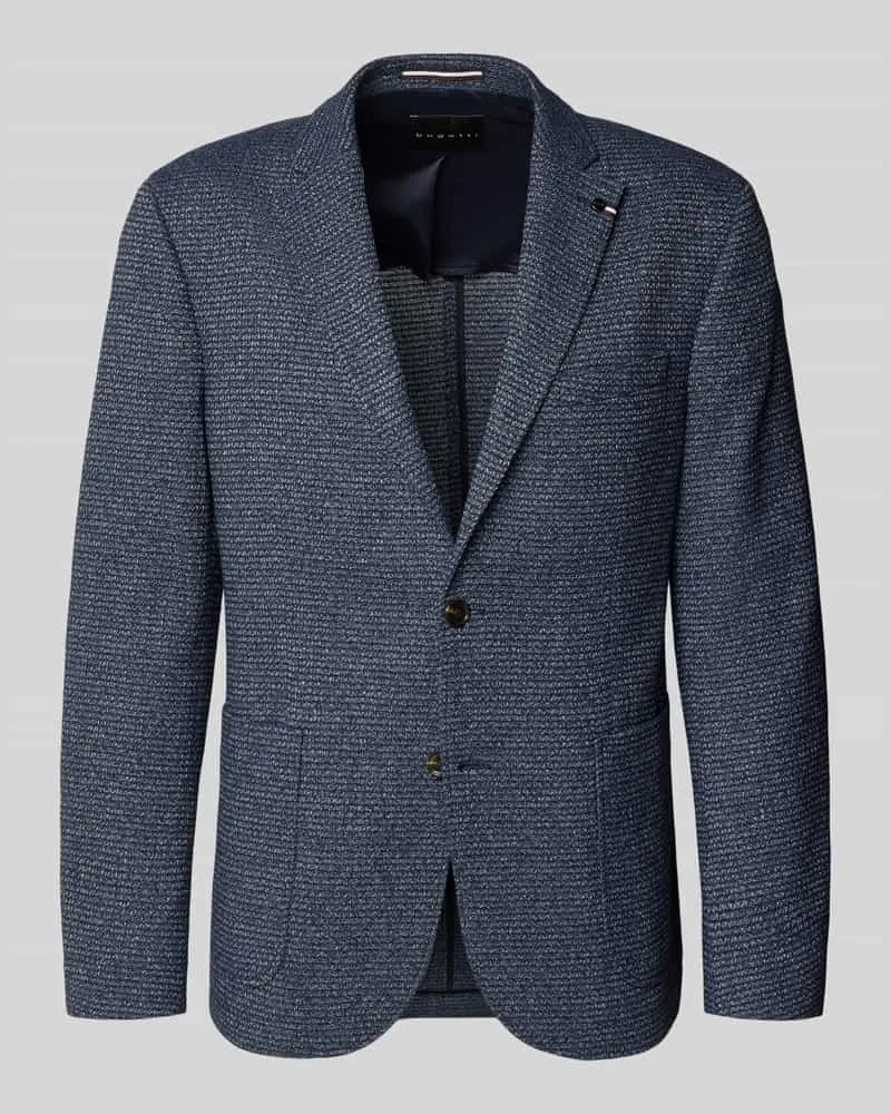 Bugatti Slim Fit 2-Knopf-Sakko mit Strukturmuster Jeansblau