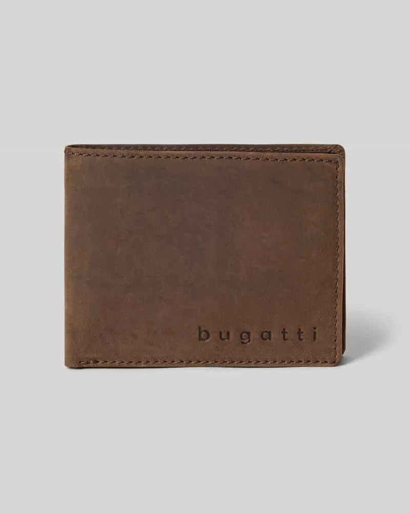 Bugatti Portemonnaie mit Label-Detail Modell 'Luca Mittelbraun