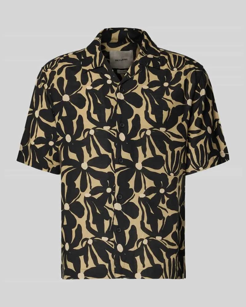 Only & Sons Relaxed Fit Freizeithemd aus Viskose-Leinen-Mix Modell 'HARVI Black