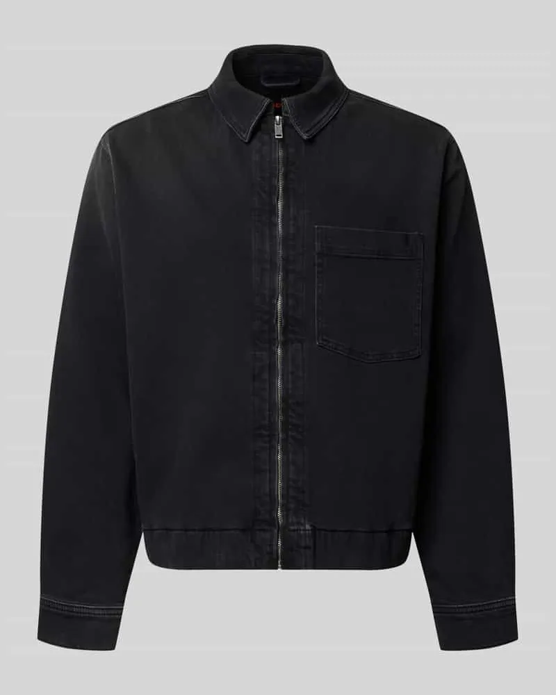 HUGO BOSS Regular Fit Jeansjacke aus Baumwoll-Mix Modell 'LUNEY BO REF Anthrazit