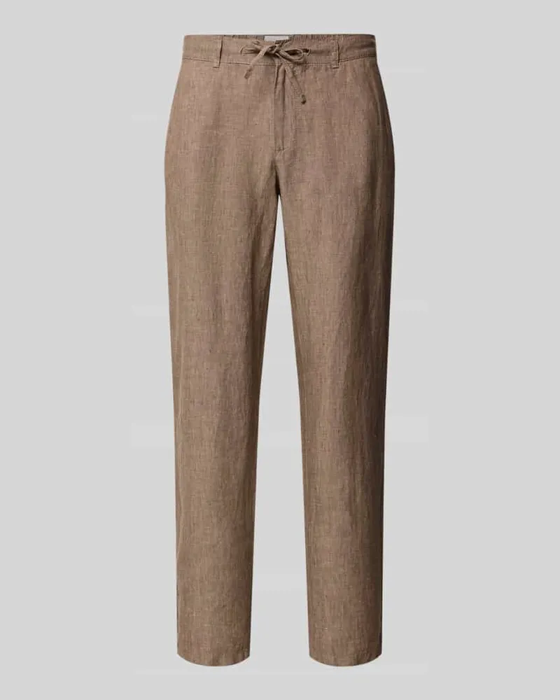 Brax Slim Fit Leinenhose aus reinem Leinen Modell 'Fabio Hellbraun