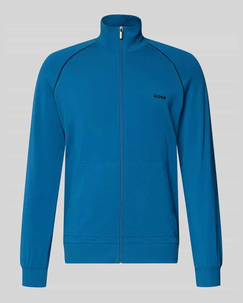 HUGO BOSS Regular Fit Sweatjacke aus Baumwoll-Mix Modell 'Mix&Match Blau