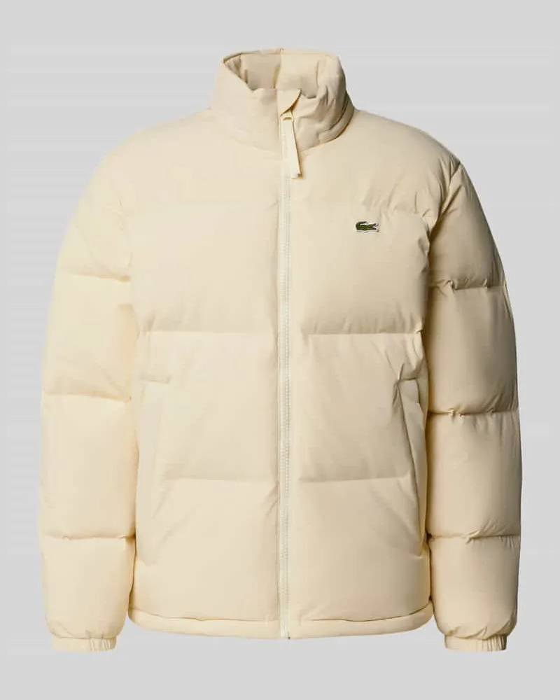 Lacoste Regular Fit Daunenjacke mit Stehkragen und integrierter Kapuze Offwhite