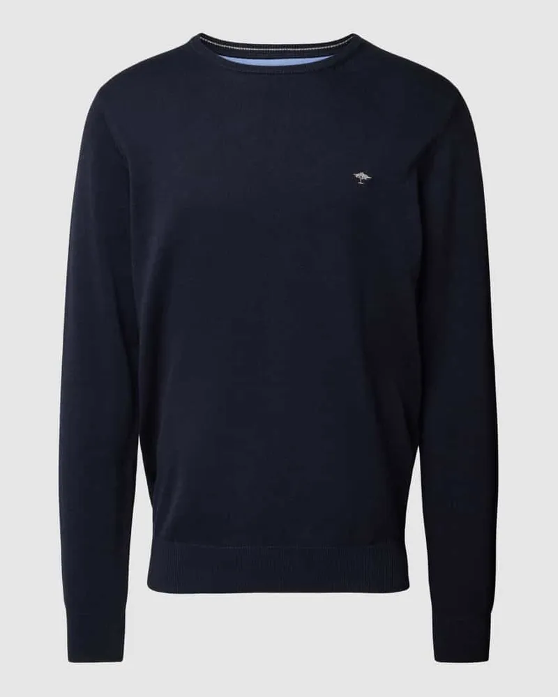 Fynch-Hatton Strickpullover mit Label-Stitching Marine