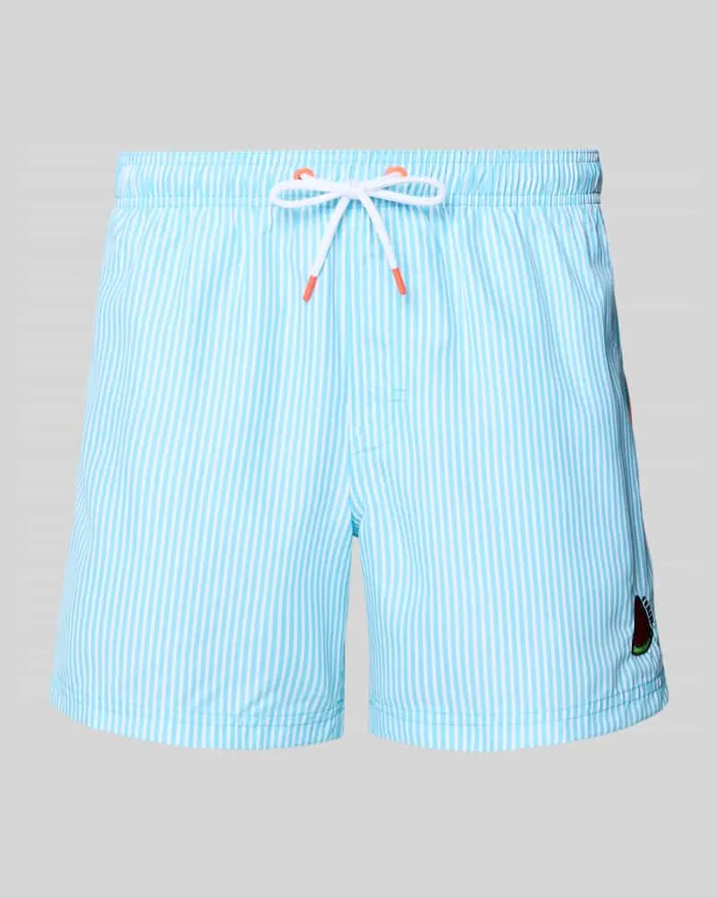 Sundek Badehose mit Motiv-Stitching und Gesäßtasche Hellblau