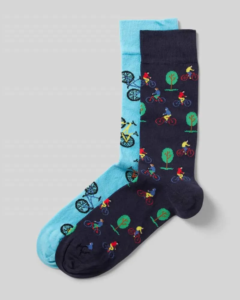 Christian Berg Socken mit Motiv-Stitching im 2er-Pack 