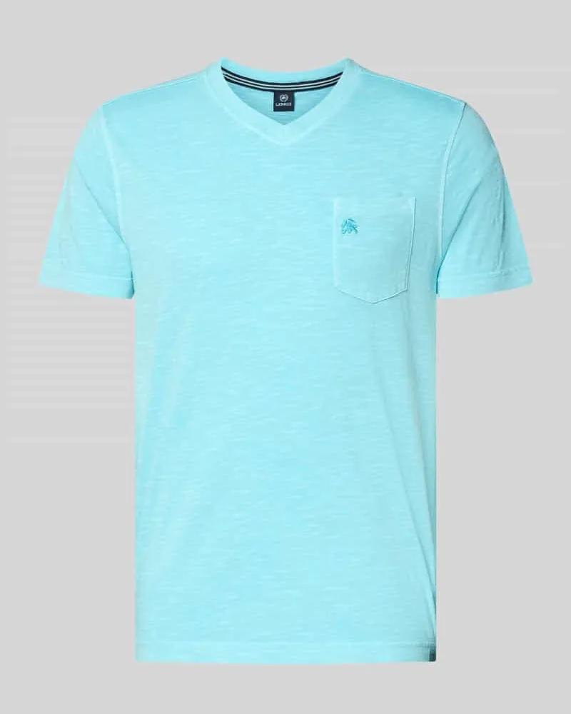 Lerros Regular Fit T-Shirt mit V-Ausschnitt Tuerkis