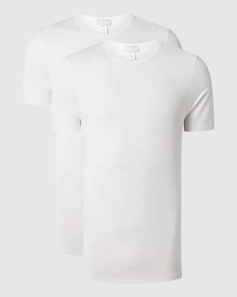 Hanro T-Shirt mit Label-Detail im 2er-Pack Modell 'Cotton Essentials 