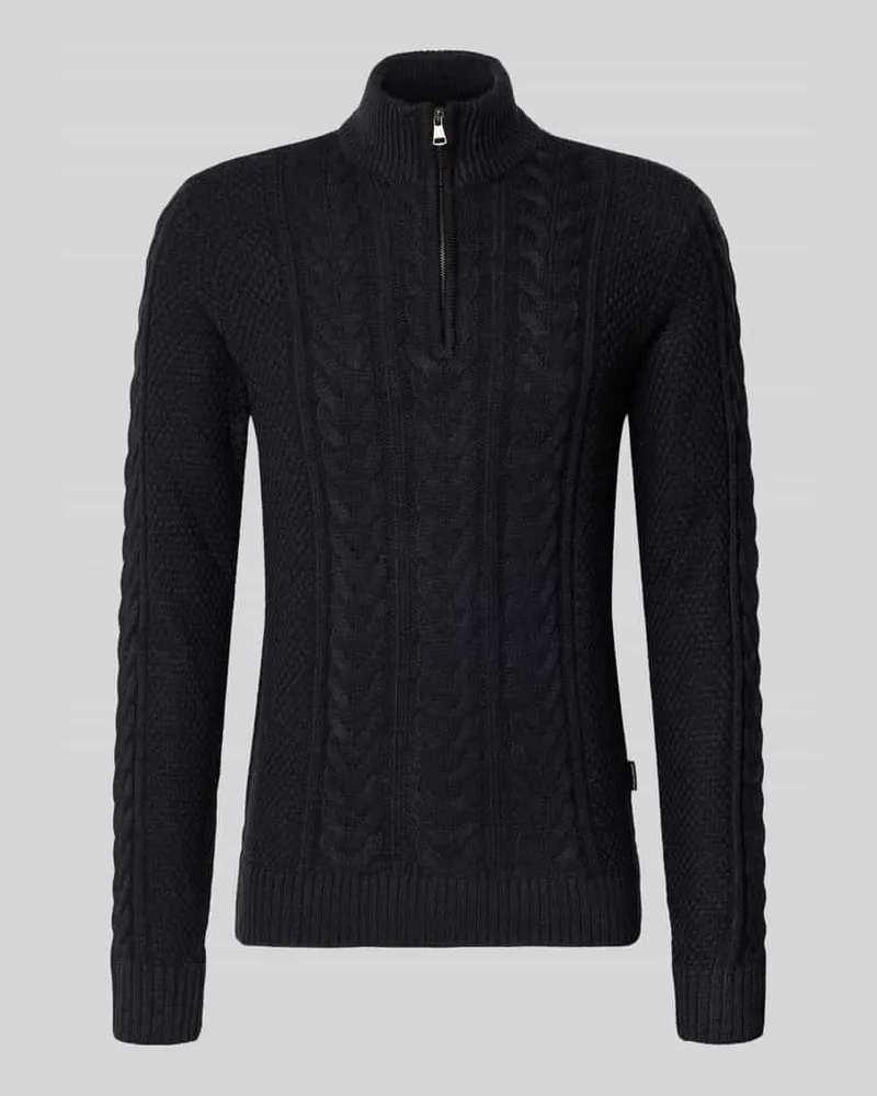 Blend Strickpullover mit Reißverschluss Modell 'BASIM Anthrazit