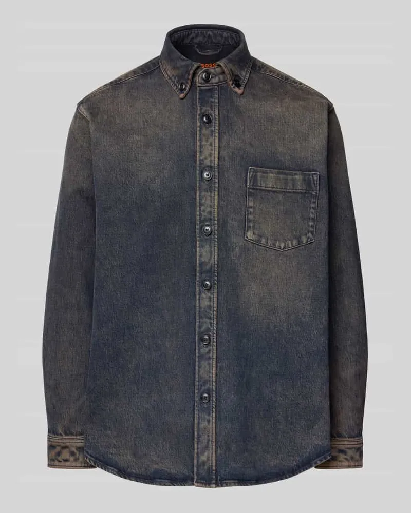 HUGO BOSS Jeansjacke mit Brusttasche Modell 'Lambey 