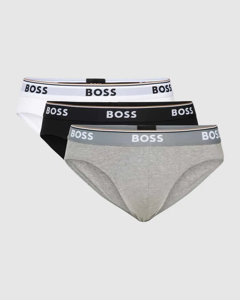 HUGO BOSS Slip mit Label-Details im 3er-Pack Modell 'Power Mittelgrau