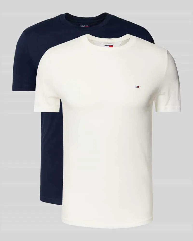 Tommy Hilfiger Slim Fit T-Shirt aus reiner Baumwolle im 2er-Pack Marine