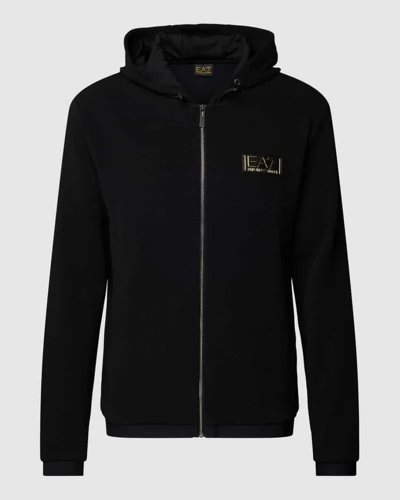 EA7 Sweatjacke im fein strukturierten Design Black