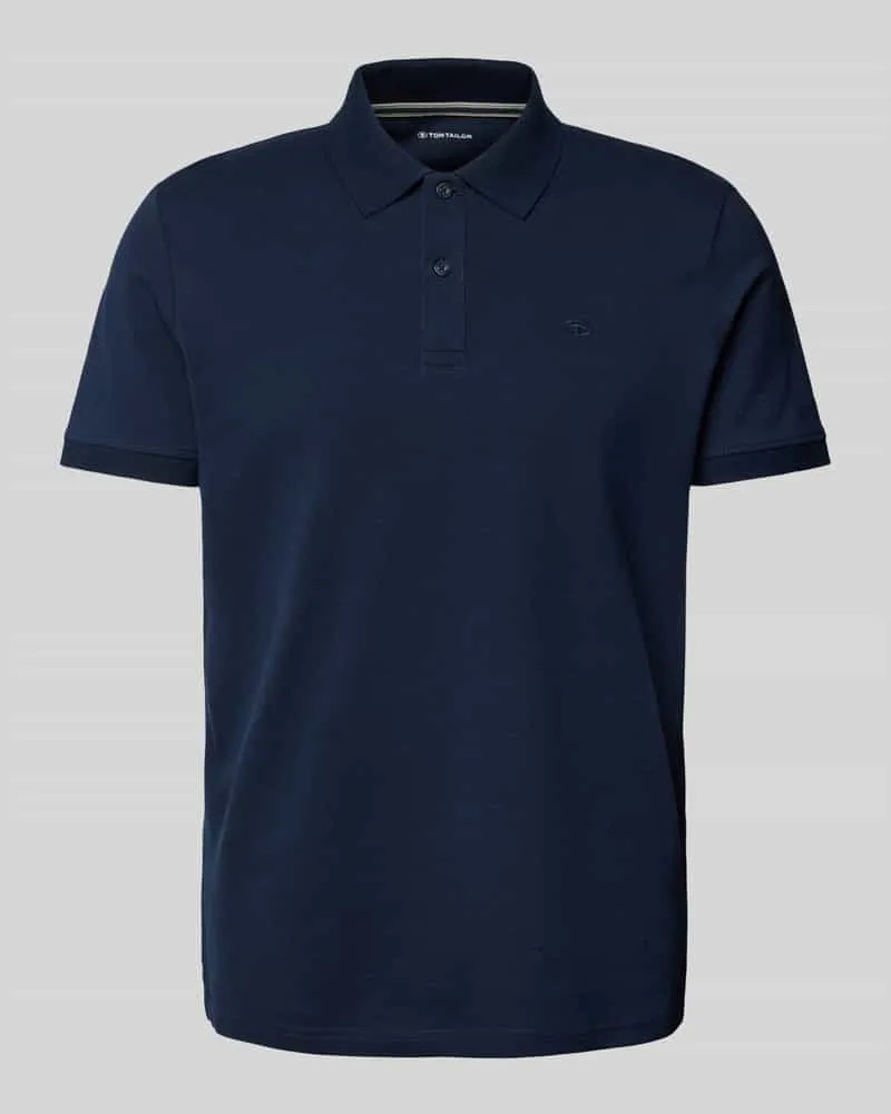 Tom Tailor Regular Fit Poloshirt aus Baumwoll-Piqué mit Logo-Stitching Dunkelblau