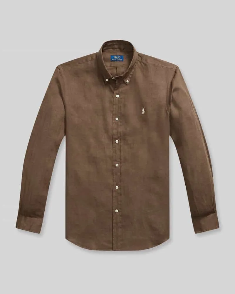 Ralph Lauren Regular Fit Freizeithemd aus reinem Leinen Dunkelbraun