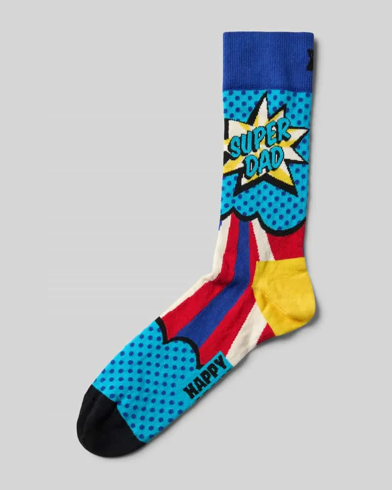 Happy Socks Socken mit Motiv-Stitching Modell 'Super Dad 