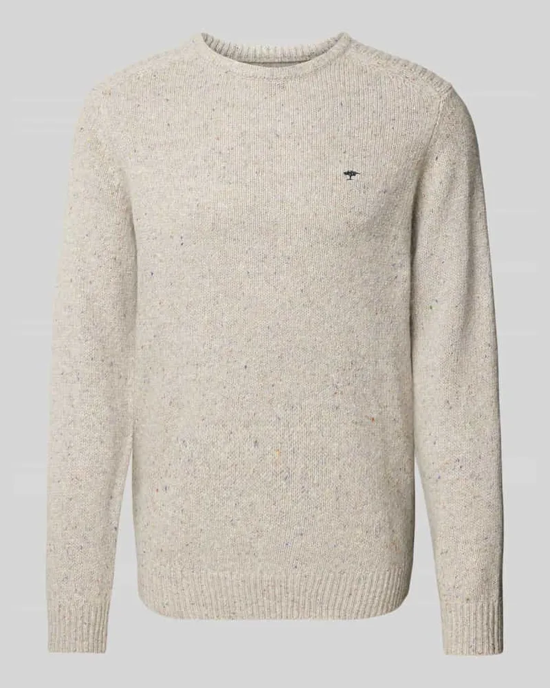 Fynch-Hatton Strickpullover aus Woll-Mix mit Rundhalsausschnitt Offwhite