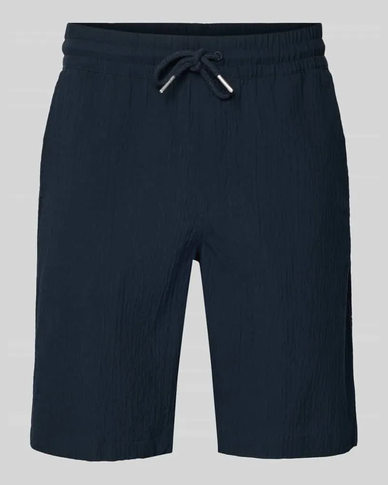 Lindbergh Shorts mit elastischem Bund und Strukturmuster Marine