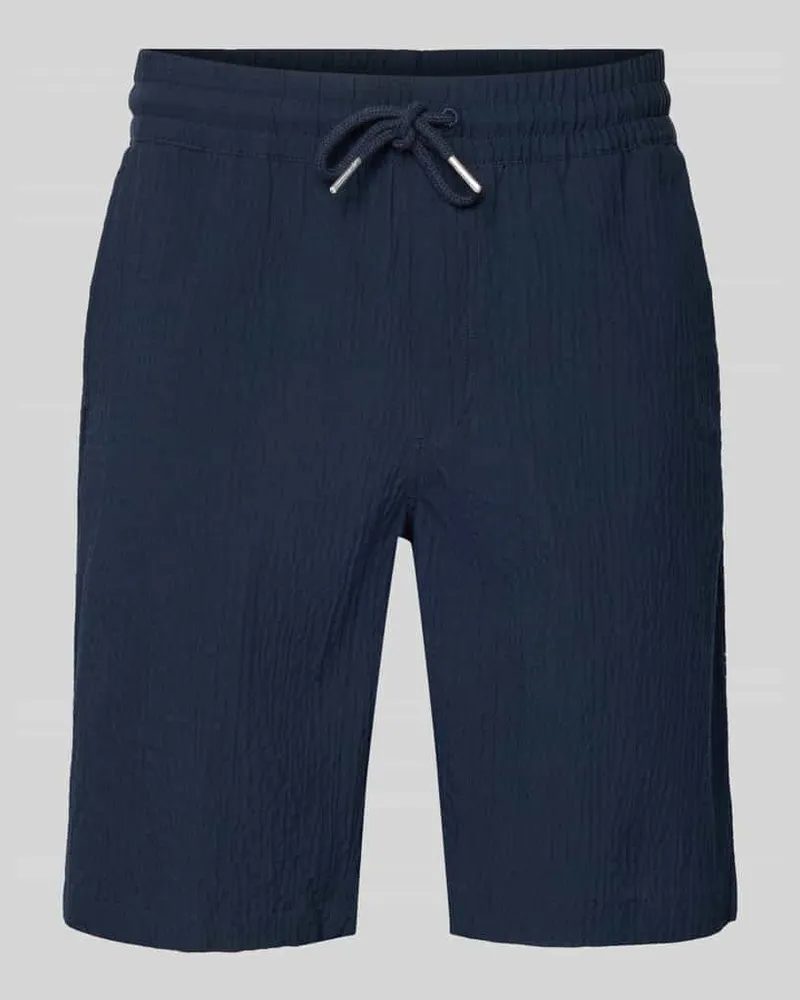 Lindbergh Shorts mit elastischem Bund und Strukturmuster Marine