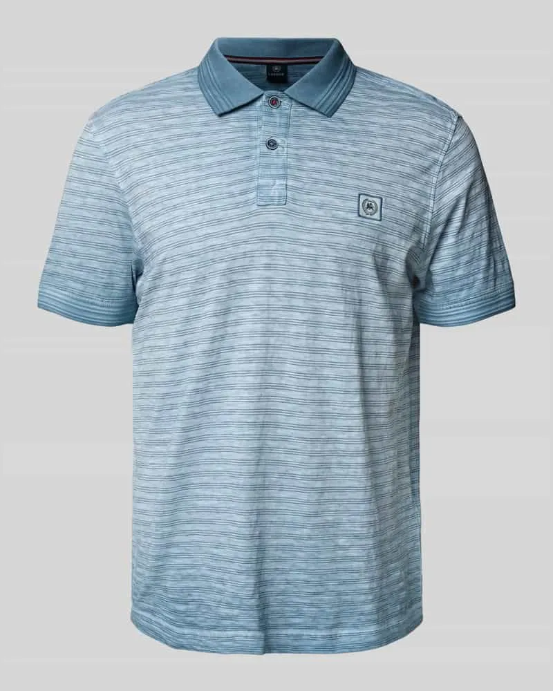 Lerros Regular Fit Poloshirt mit Label-Detail Modell 'SLUB Rauchblau