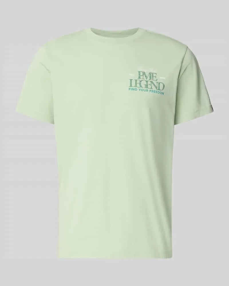 PME Legend T-Shirt mit Label-Print und Rundhalsausschnitt Hellgruen