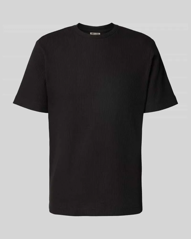 Only & Sons Regular Fit T-Shirt mit Waffelmuster 