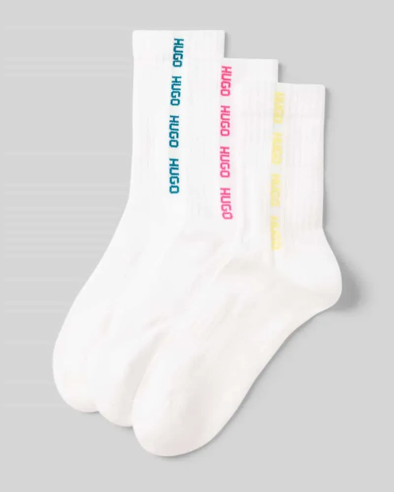 HUGO BOSS Strümpfe aus Baumwoll-Mix im 3er-Pack Modell 'SIDE TAPE Weiss
