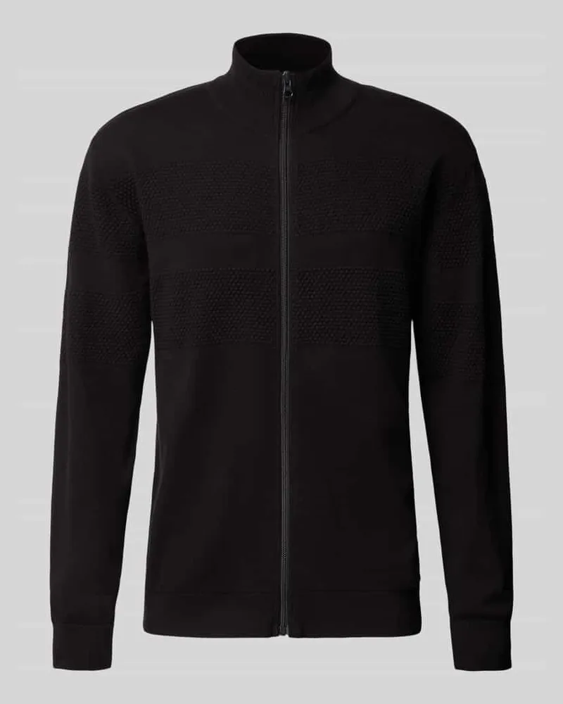 Lindbergh Cardigan mit Stehkragen und Reißverschluss Black