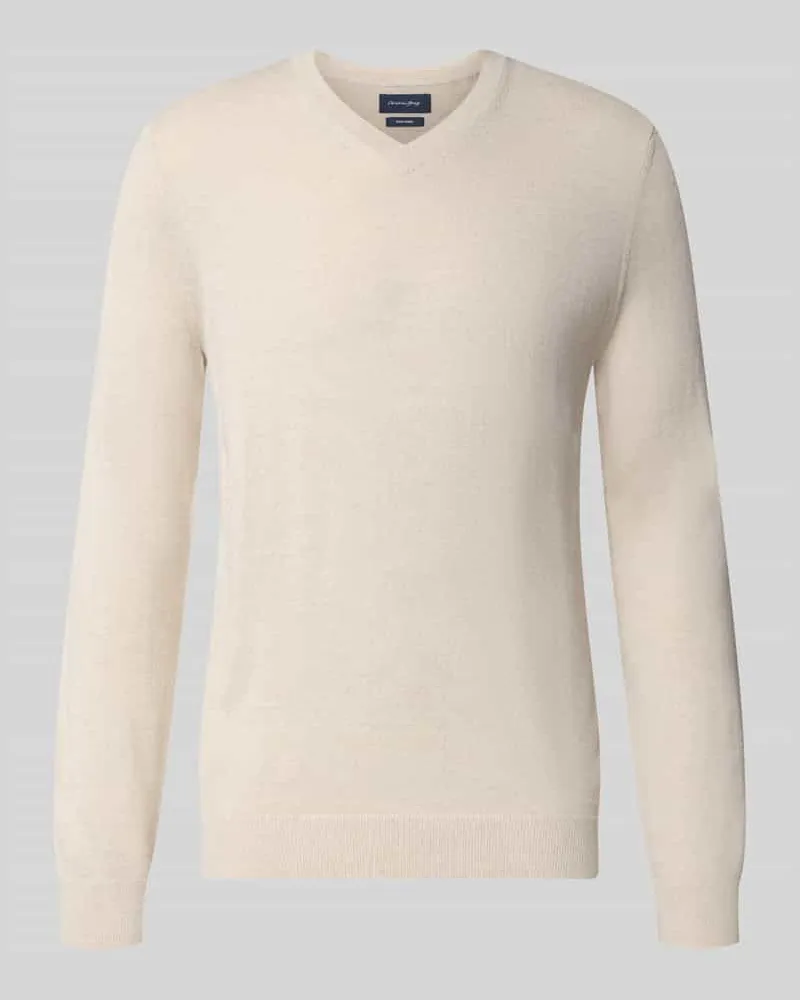 Christian Berg Strickpullover aus Woll-Mix mit V-Ausschnitt Ecru