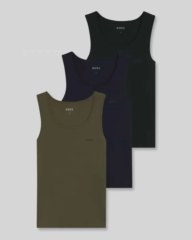 HUGO BOSS Slim Fit Tanktop aus reiner Baumwolle im 3er-Pack Oliv