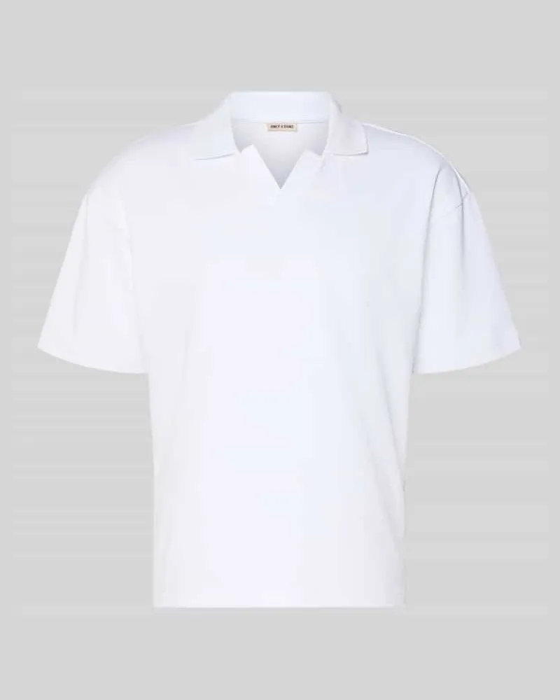Only & Sons Boxy Fit Poloshirt aus Baumwoll-Mix Modell 'CASPIAN AIRLEX Weiss