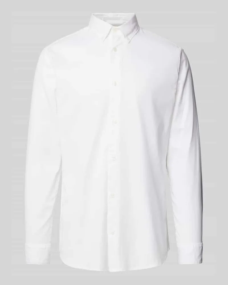 Jack & Jones Freizeithemd mit Knopfleiste Modell 'LEWIS Weiss