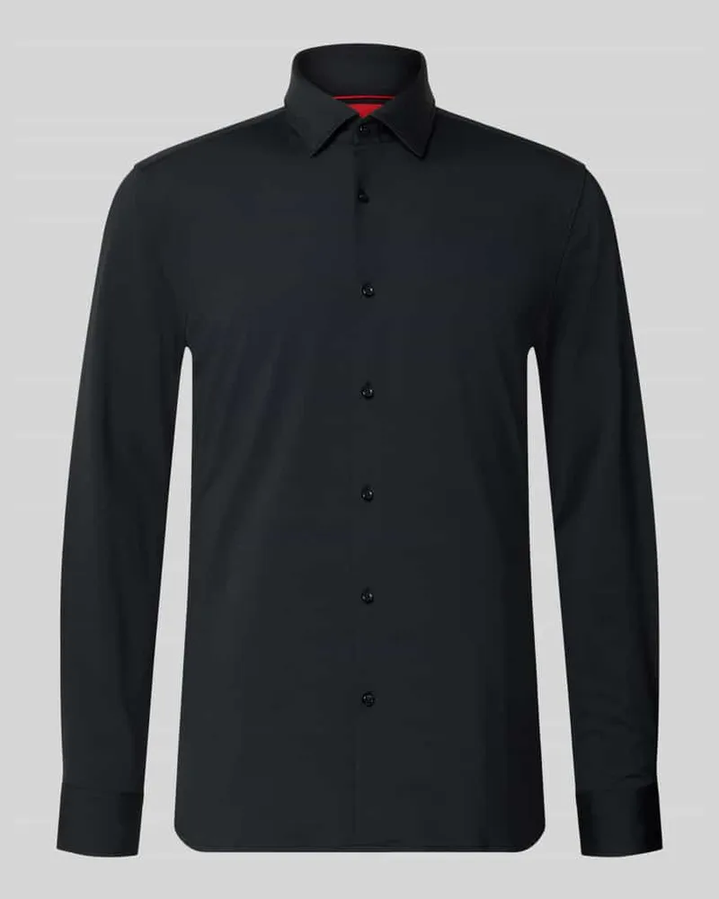 HUGO BOSS Slim Fit Businesshemd aus reiner Baumwolle Modell 'KENNO Black