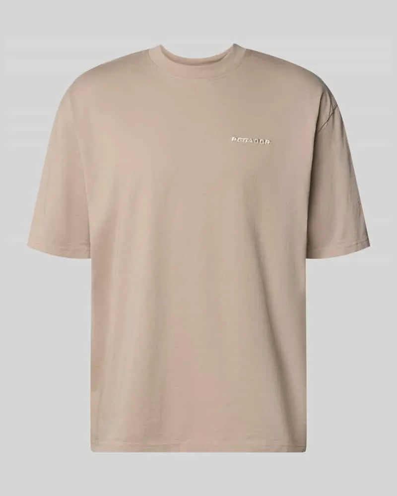 PEGADOR Oversized T-Shirt mit Label-Stitching Taupe