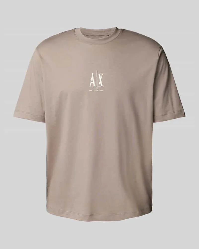 Armani Exchange T-Shirt mit Label-Print Taupe