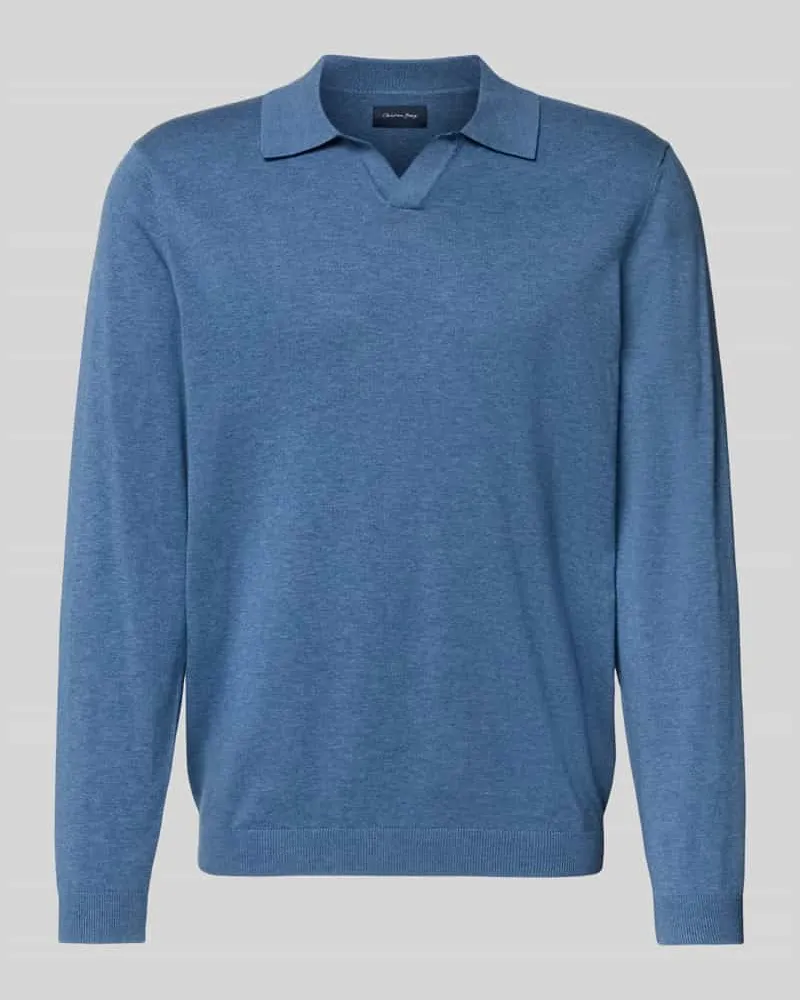 Christian Berg Strickpullover mit Polokragen Jeansblau