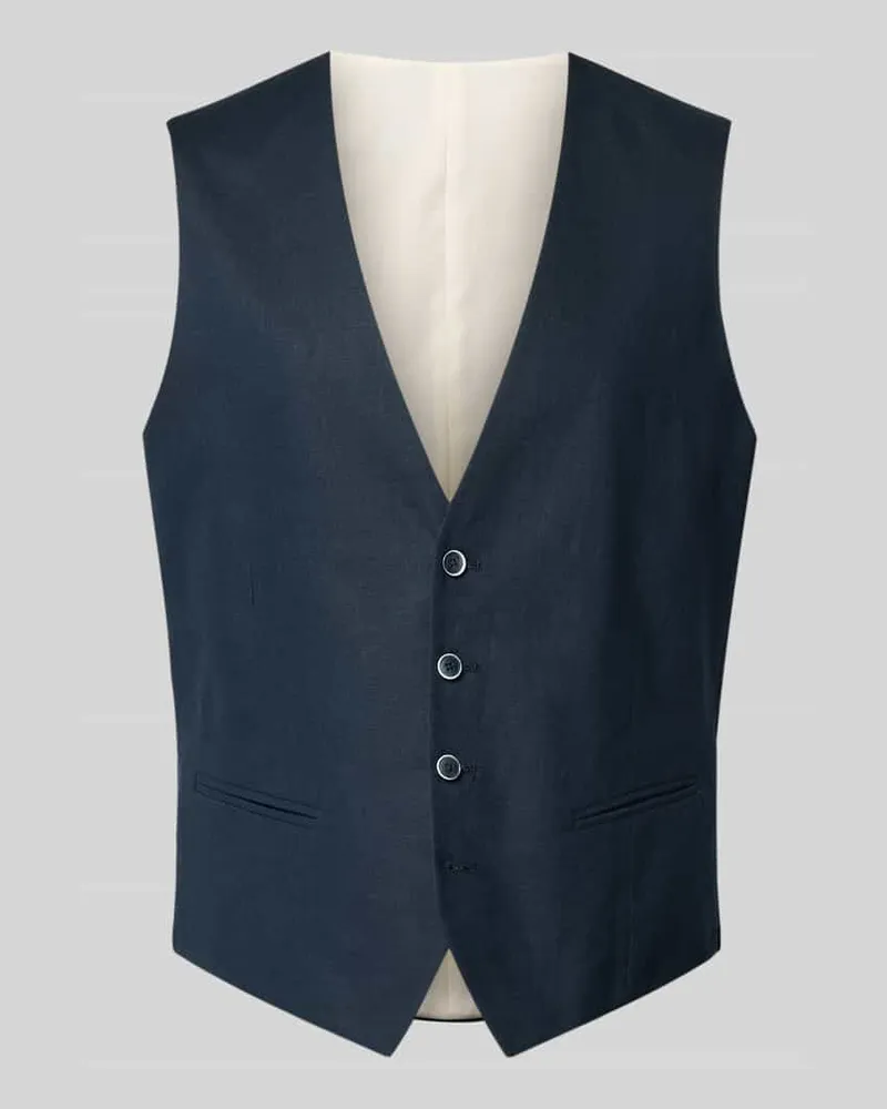 McNeal Weste aus Leinen-Baumwoll-Mix mit Paspeltaschen Marine