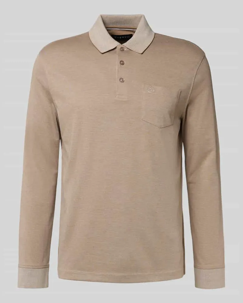 Bugatti Poloshirt mit Label-Stitching Beige